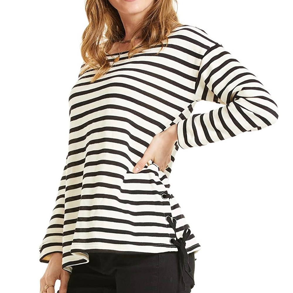 Sonja Betro Stripe Knit L/S Scoopneck Tunic